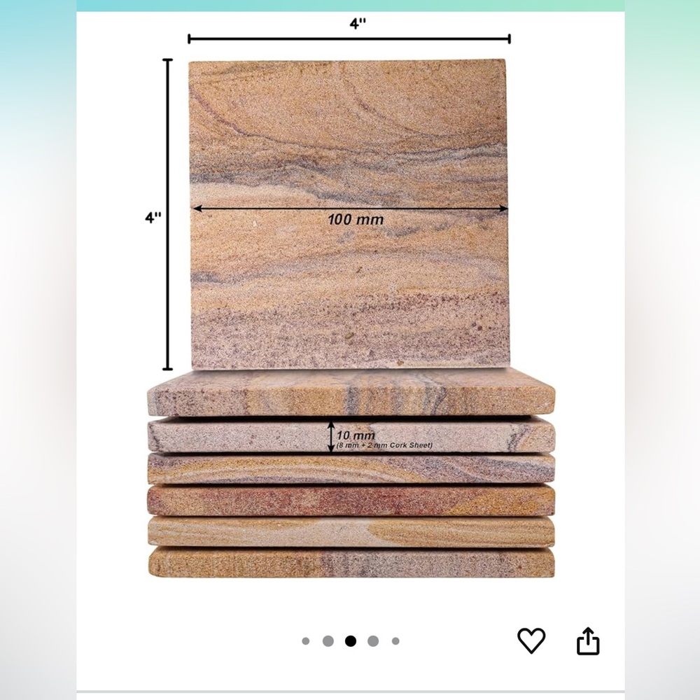 Square Sandstone Coasters Set